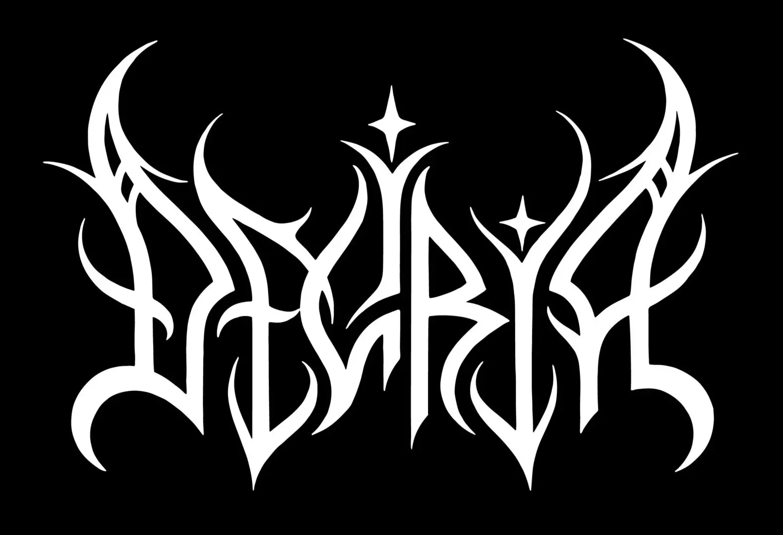 A black and white image of the logo for Deliria.